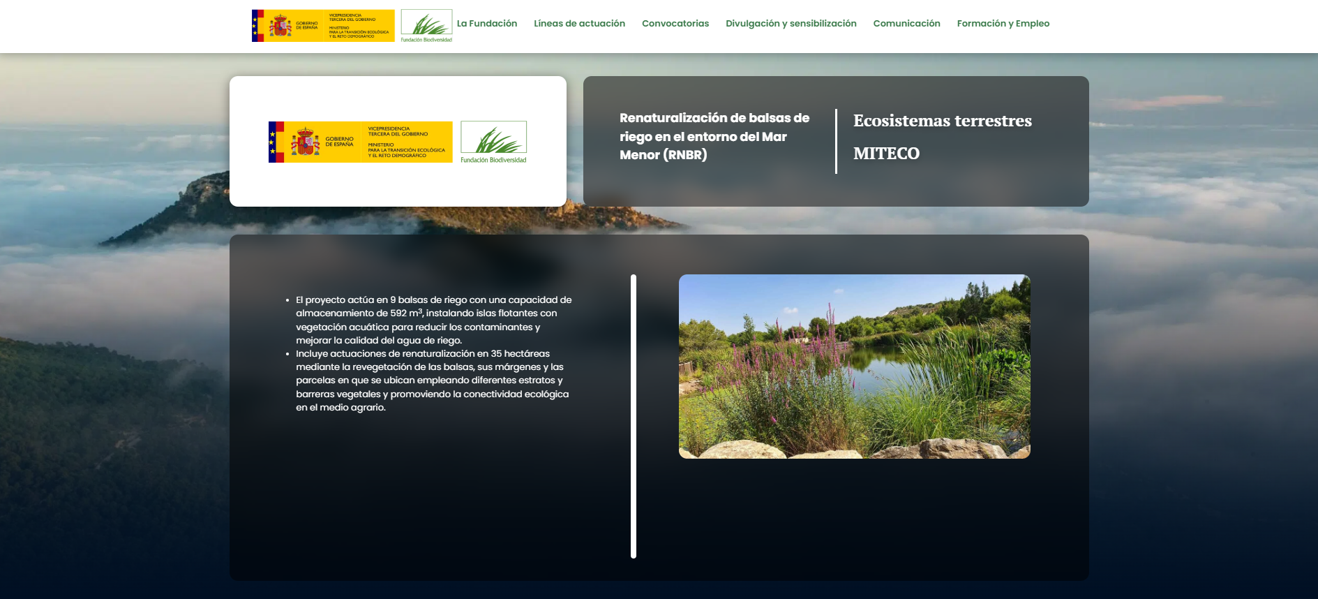 Renaturalización de balsas de riego en el entorno del Mar Menor (RNBR)