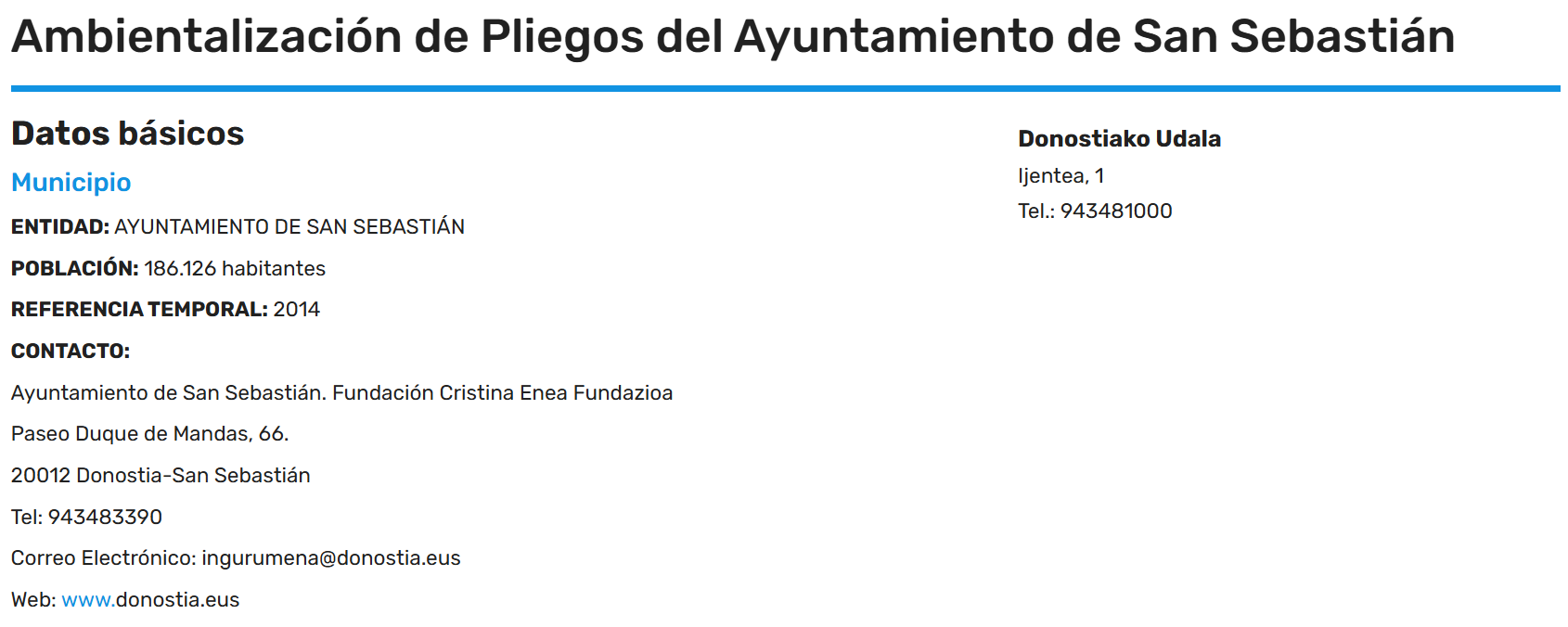 Ambientalización de Pliegos del Ayuntamiento de San Sebastián