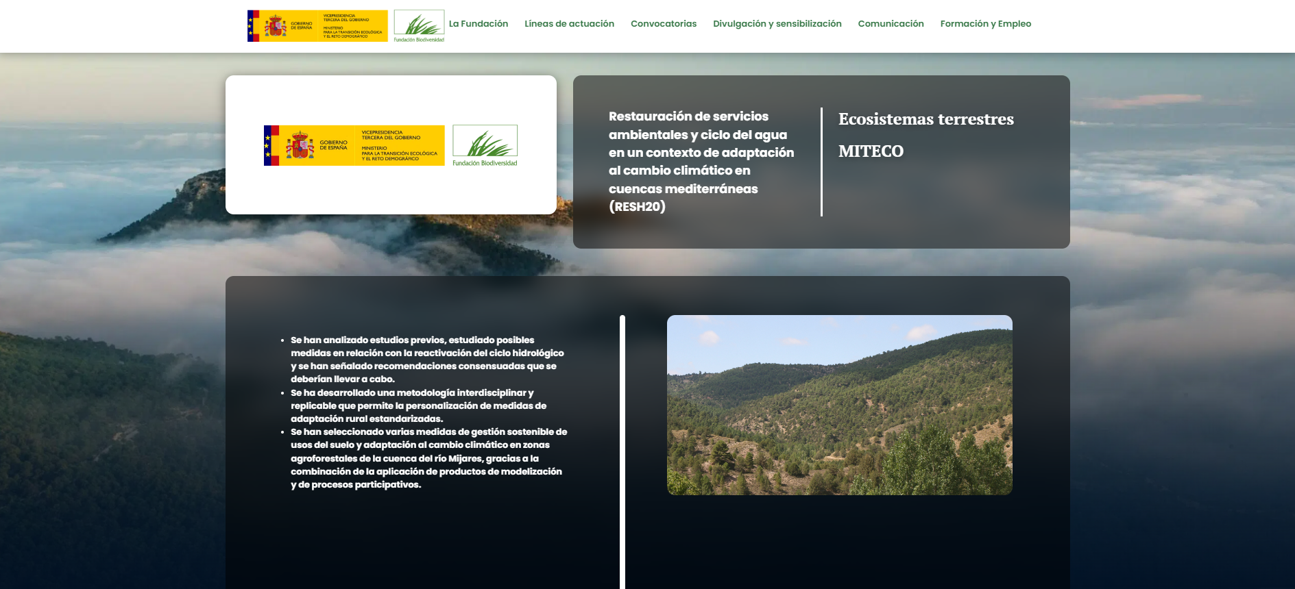 Restauración de servicios ambientales y ciclo del agua en un contexto de adaptación al cambio climático en cuencas mediterráneas (RESH20)