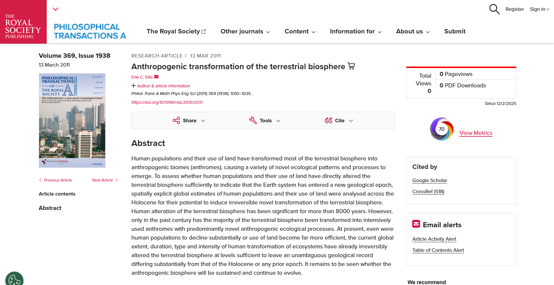 Anthropogenic transformation of the terrestrial biosphere